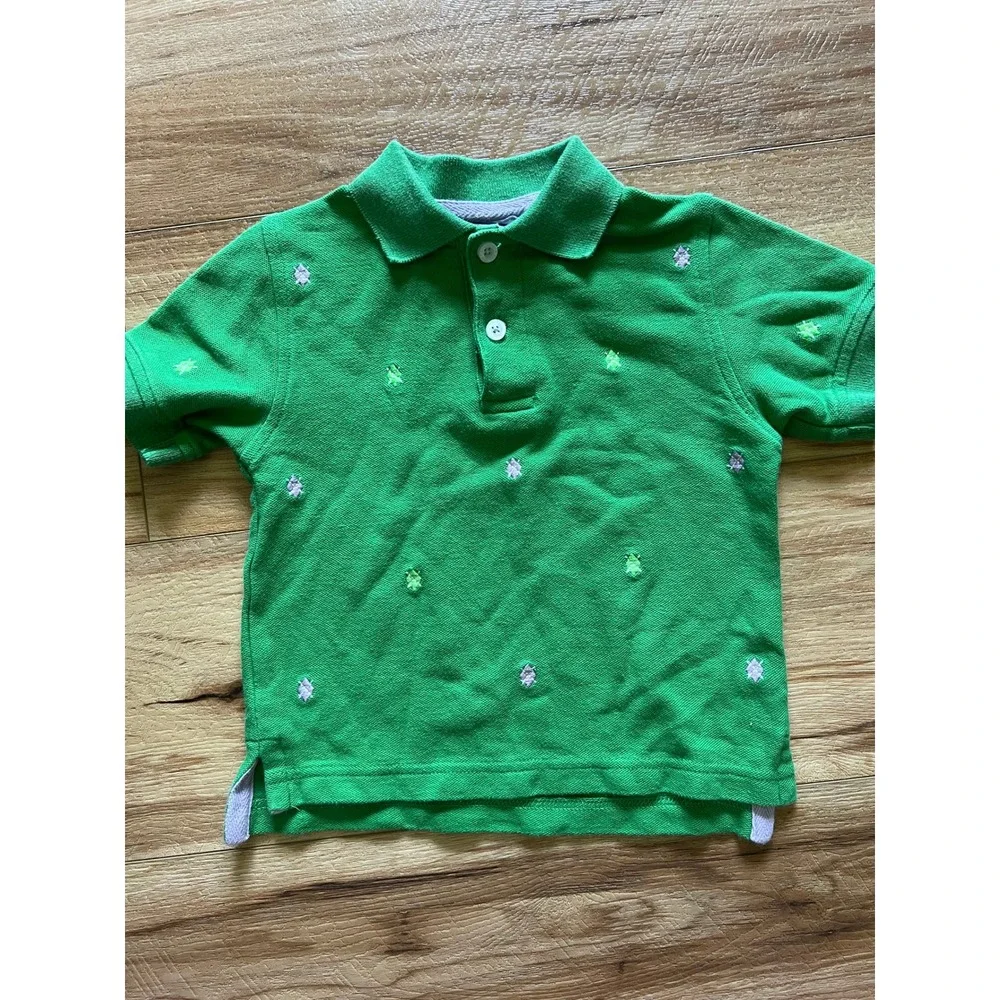Kitestrings Polo Shirt Kids 3T Green Embroidered Diamond Pique Short Sleeve